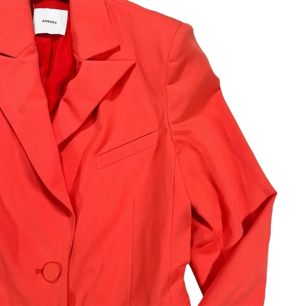 AKNVAS Valdi Classic Notch lapels Front Button Closure Blazer Sz 10 Coral Orange